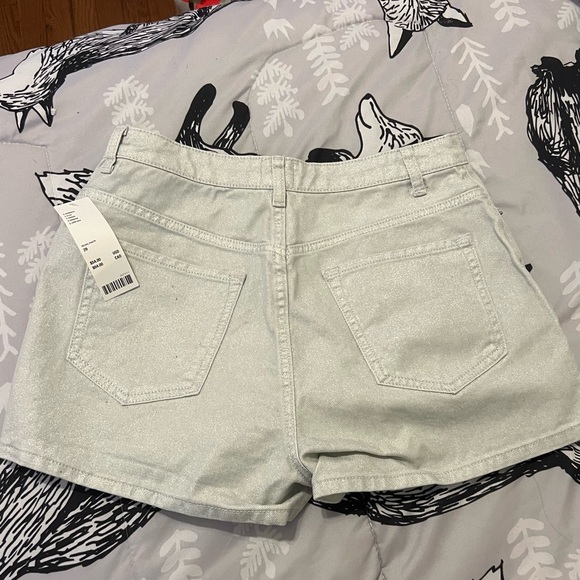 NWT sparkly silver BDG Jean Shorts - Picture 2 of 3
